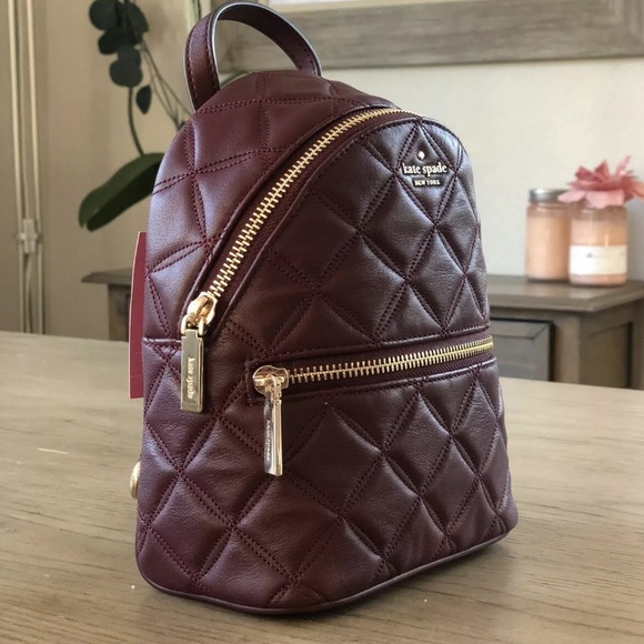 NWT Kate Spade Natalia Mini Convertible Cherrywood quilted leather cherry red - Picture 3 of 7